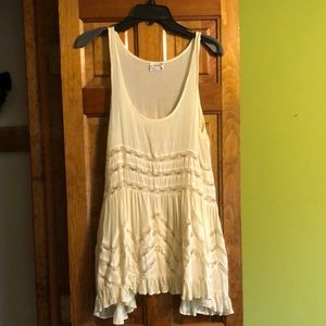 Free People Light Crème Cover Up- Voile and Lace Trapeze Slip